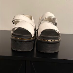 Dr. Martens White and Black Platform Sandals - Voss Quad Sandal